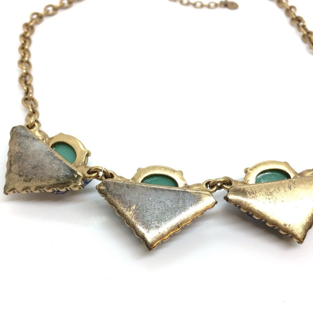 STELLA DOT NECKLACE Turquoise Purple Rhinestone Cabochon Tribal Glam - Picture 6 of 15